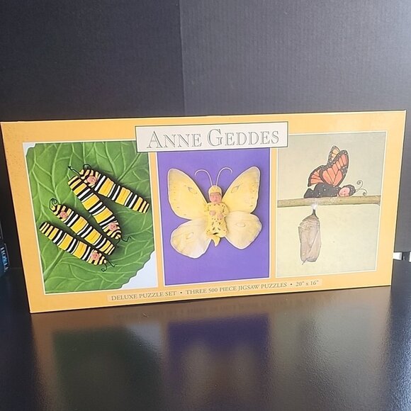 Ceaco Other - Anne Geddes 3 Deluxe Puzzles 500 PC Jigsaw Butterfly Babies Vintage SEALED